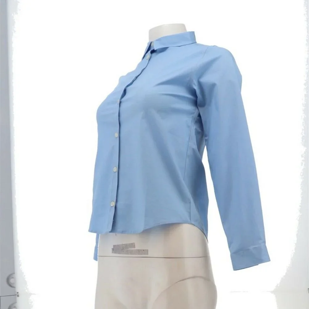 NWT LANDS' END UNIFORM BIG GIRL'S WOVEN BROADCLOTH TOP LIGHT SEA‎ BLUE 16